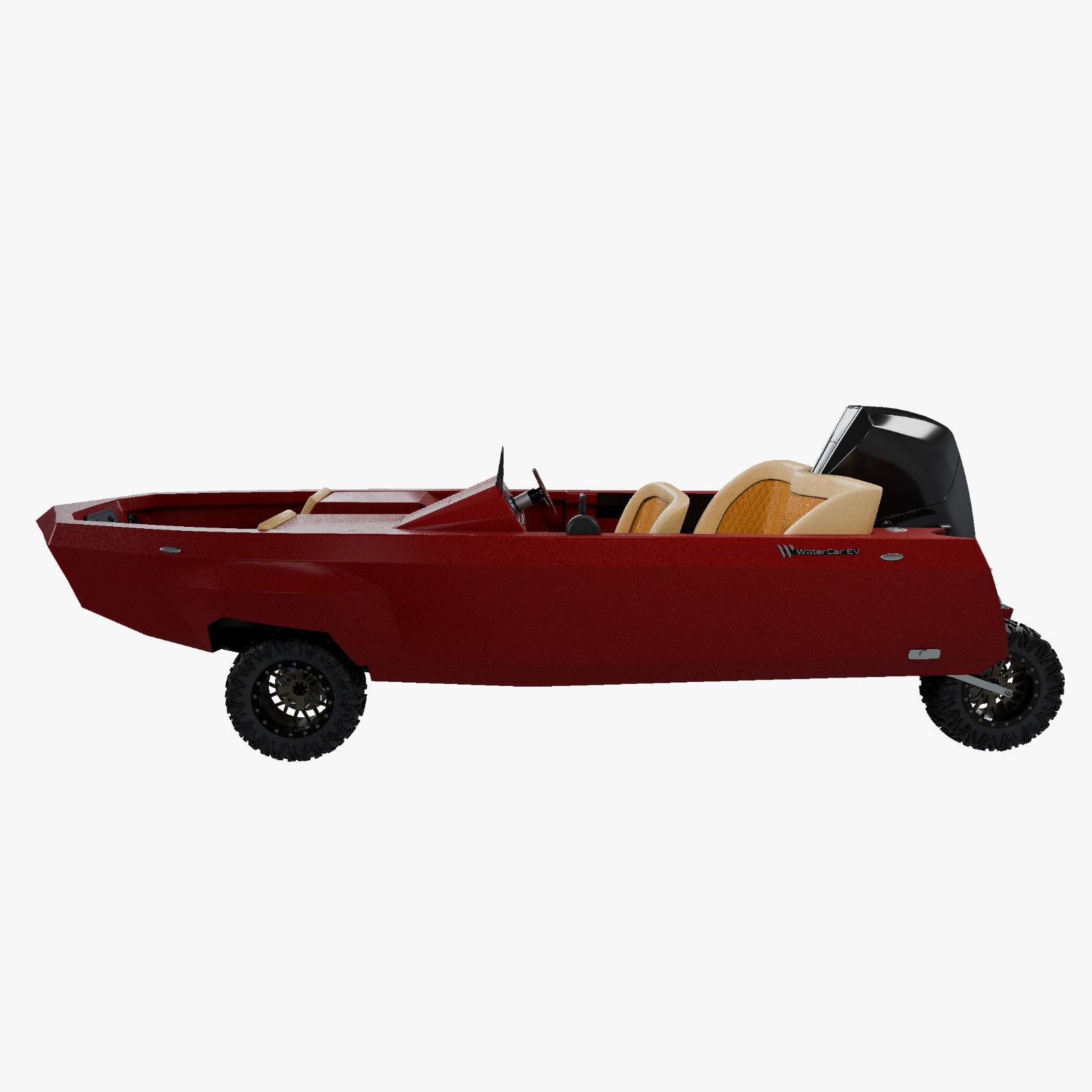 Red Signature model with wheels lowered for land