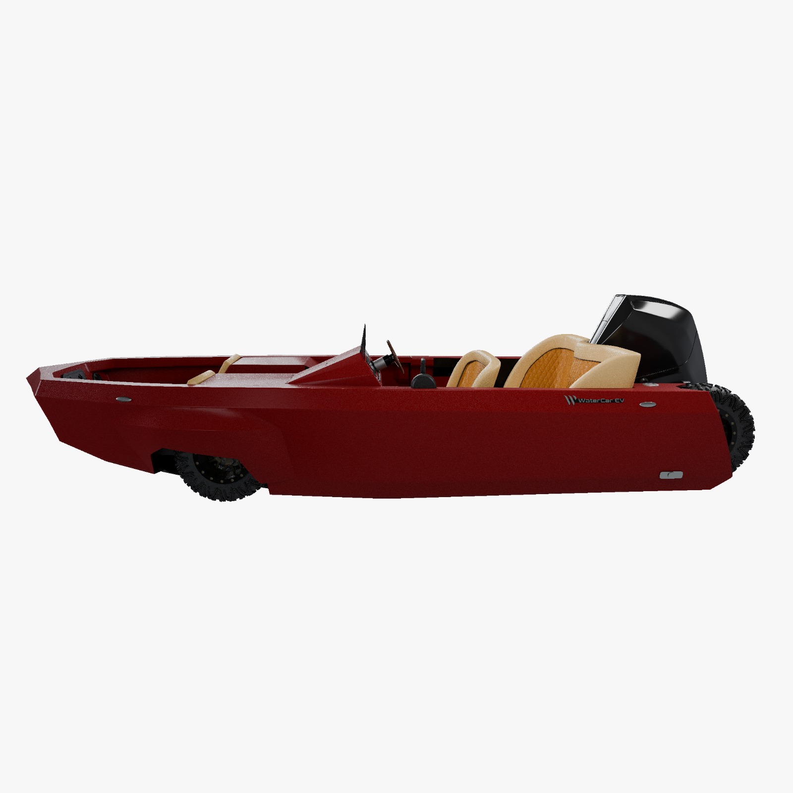 Red Signature model with wheels retracted for boating