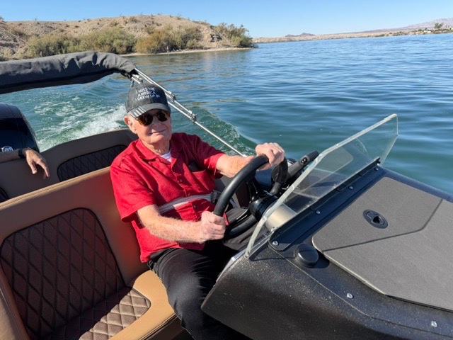 John Bumpa March at the helm of a WaterCar on the lake