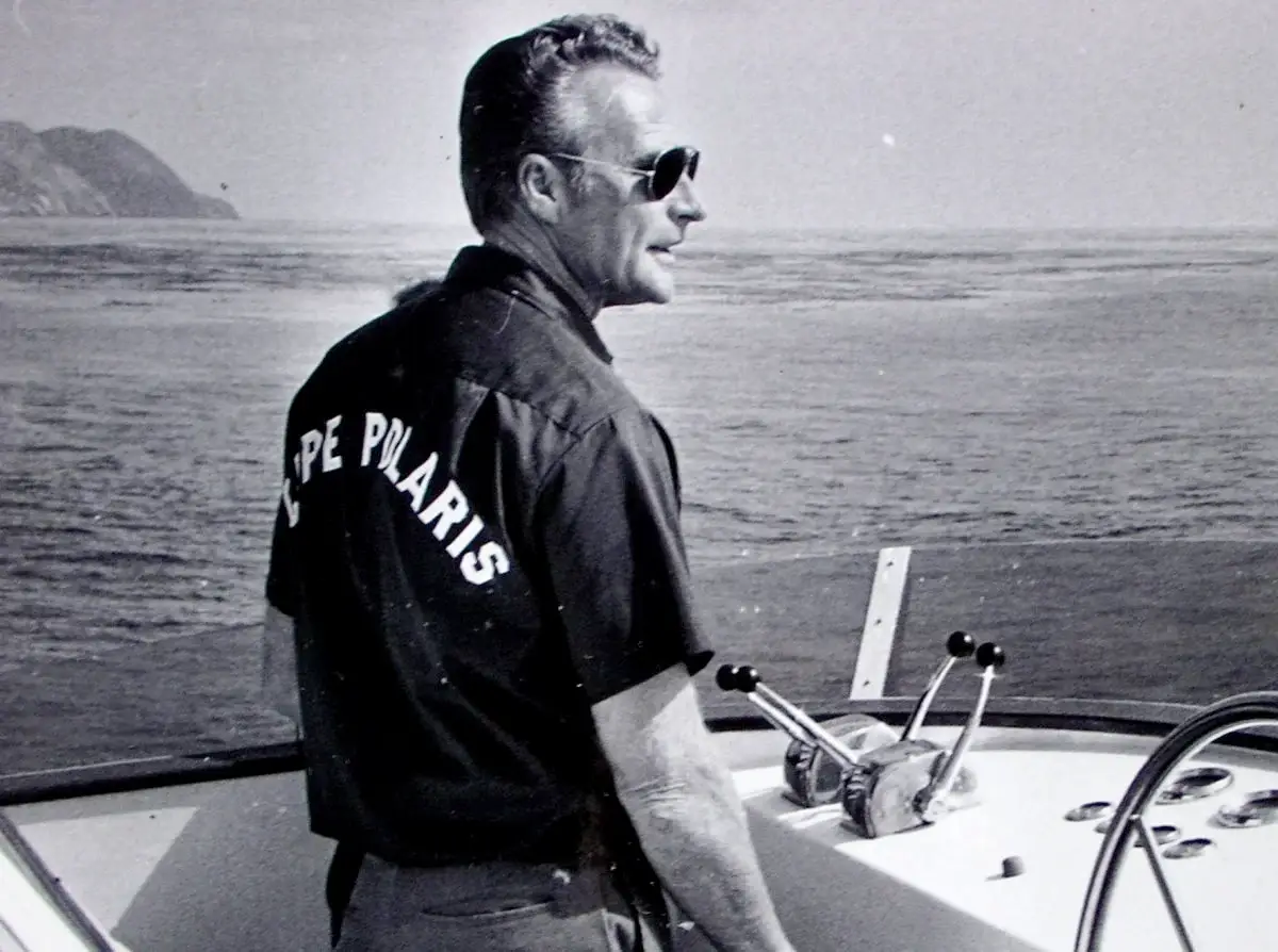 Bill Poole at a boat's flying bridge