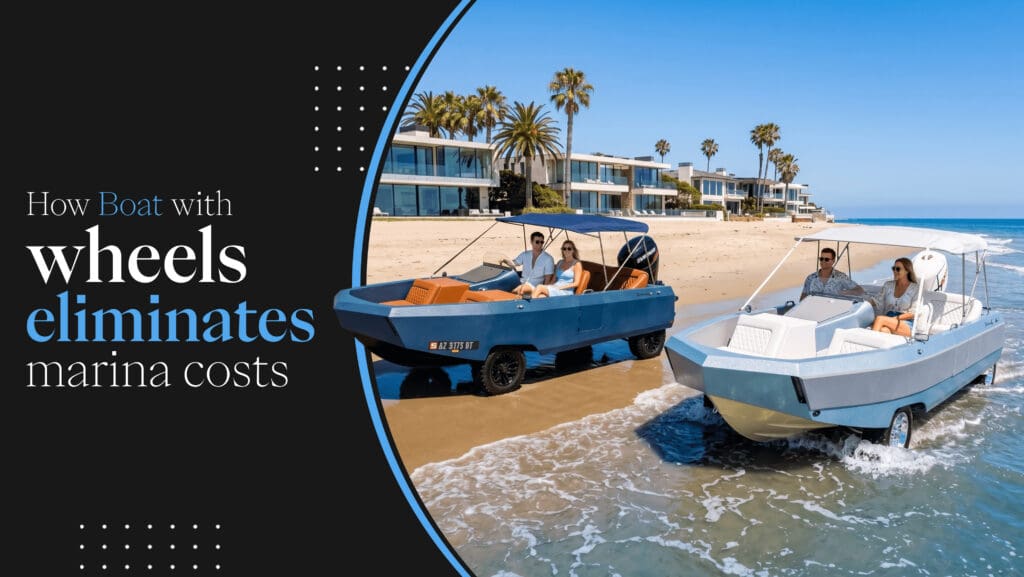Boat with wheels from watercar reduced marina costs